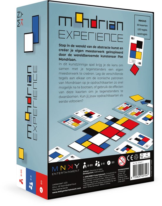 MNKY Entertainment spel Mondrian Experience bordspel kunst.