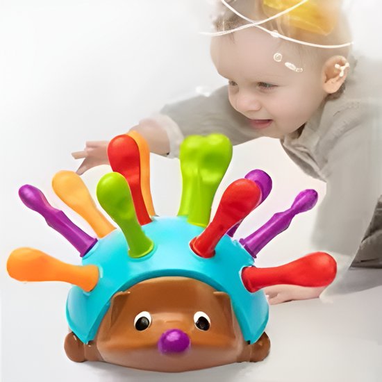 Egel Montessori Speelgoed - Fijne Motoriek - Sensorisch Speelgoed Baby- jongens en meisjes 18 maanden - Montessori Speelgoed-Peuter speelgoed - Kleuter speelgoed van Spike — afbeelding 5