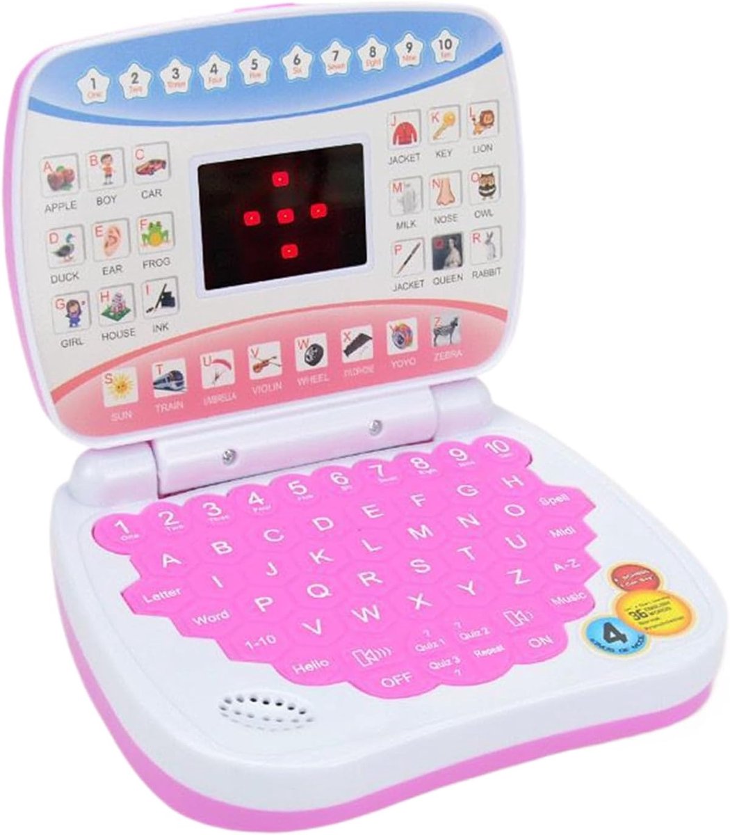 Kinderlaptop Speelgoed - Educatieve Computer - Vroeg Leren - Draagbaar Handvat - 153 x 125 cm - Roze