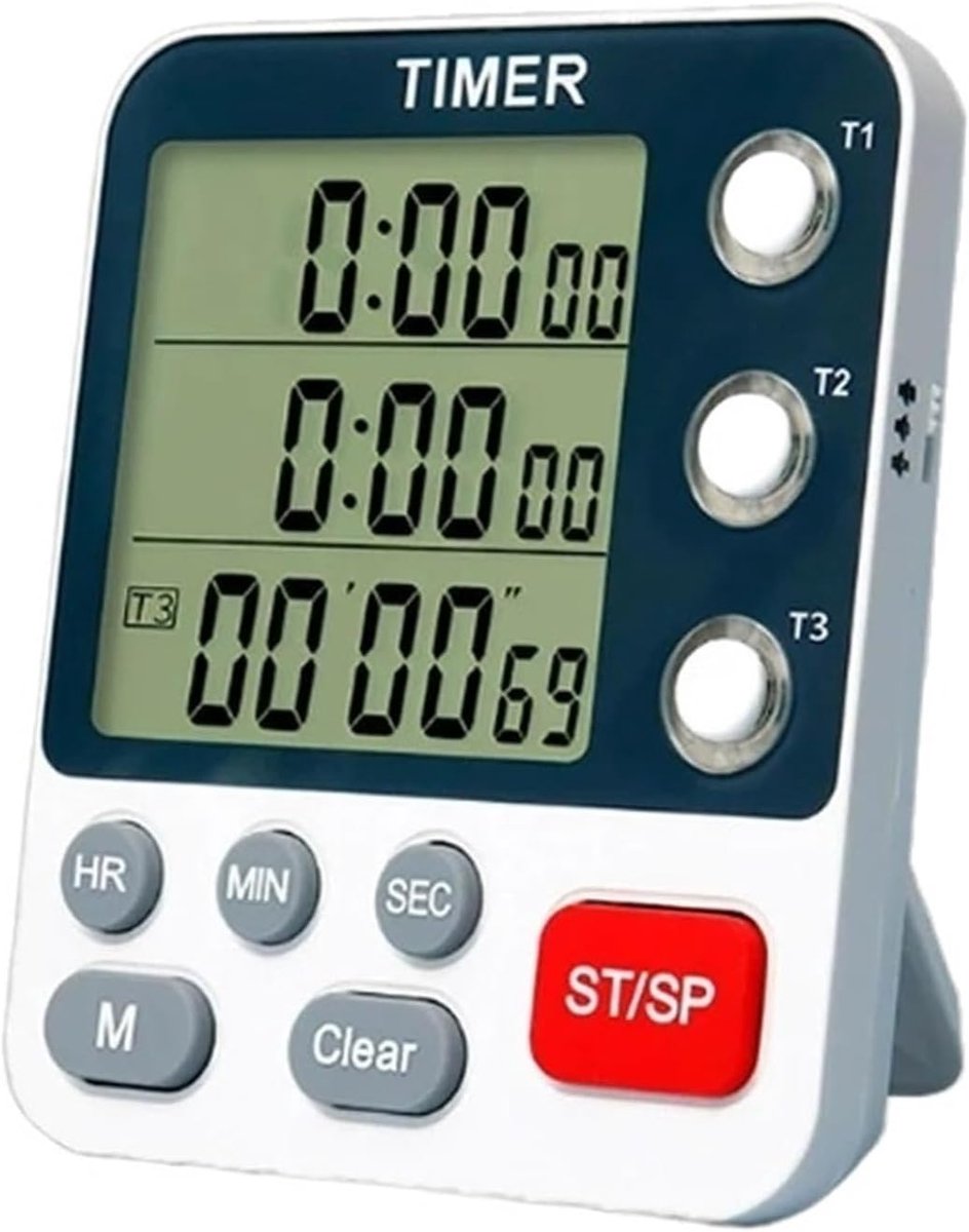 Digitale Kookwekker - Keuken Timer - Meerdere Taken - 3 Kanalen Instelbaar - 99 Uur Timing - Wit