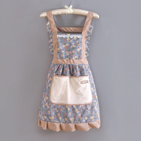 Tabliers de cuisine réglables pour femmes - Tablier de cuisson en toile - Tablier floral vintage - Tablier de cuisine avec serviette et poches, adapté à la cuisine, au barbecue, à la pâtisserie et au jardinage (bleu + rose, lot de 2)