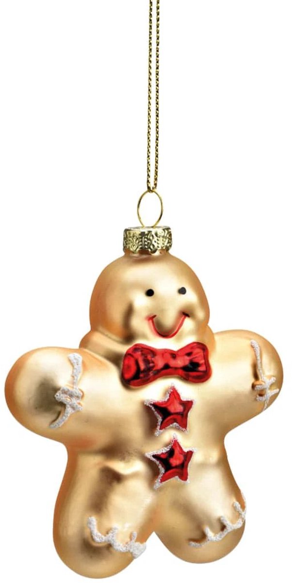 Kerstboomhanger peperkoek- glas - kleur champagne - (B/H/D) 8x10x3cm