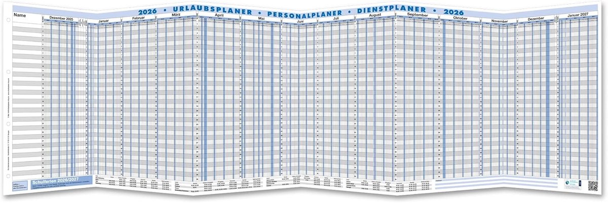 Vakantieplanner Personeel - Dienstplanner - Planning Maken - 14 Maanden Overzicht - 97.9 x 29.7 cm - Blauw