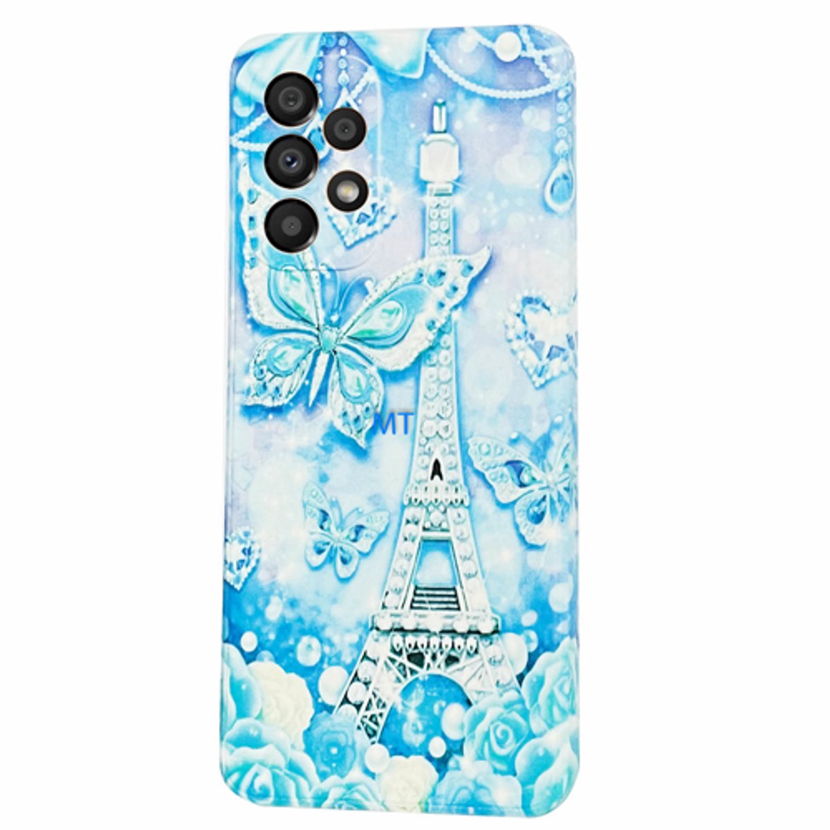 Telefoonhoesje Geschikt voor Oppo A73 (5G) - Back Cover - Eiffeltoren Vlinder Printje - TPU