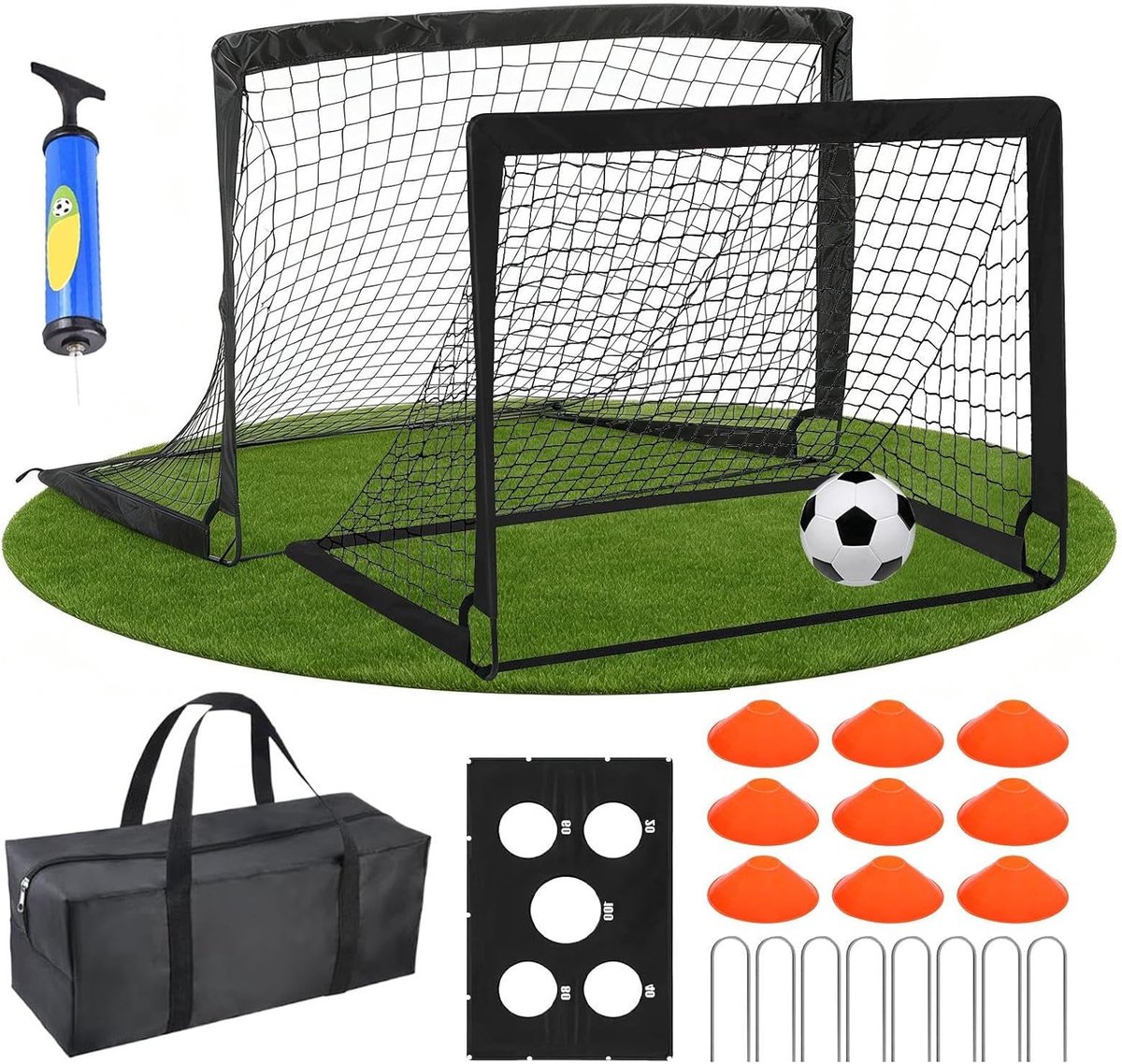Kinder Voetbaldoelen - Trainingsmateriaal Sport - Buiten Spelen - Inclusief Bal Pionnen - 119 x 88 cm
