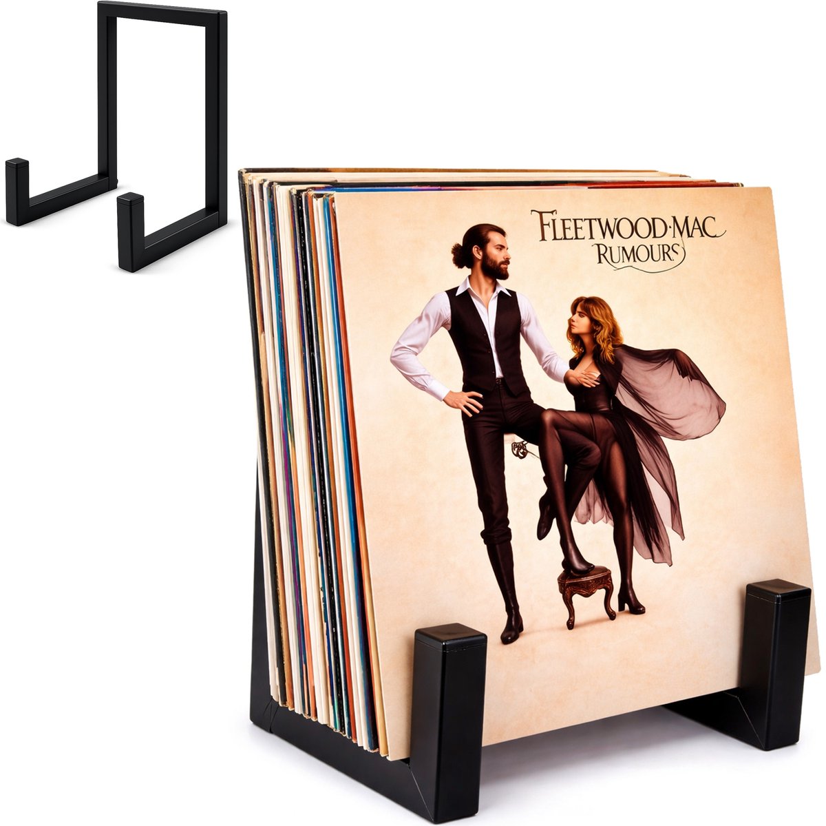 LP en Vinyl Houder - Opbergsysteem - Platenrek - Standaard - Album - IJzer - Zwart - Luft