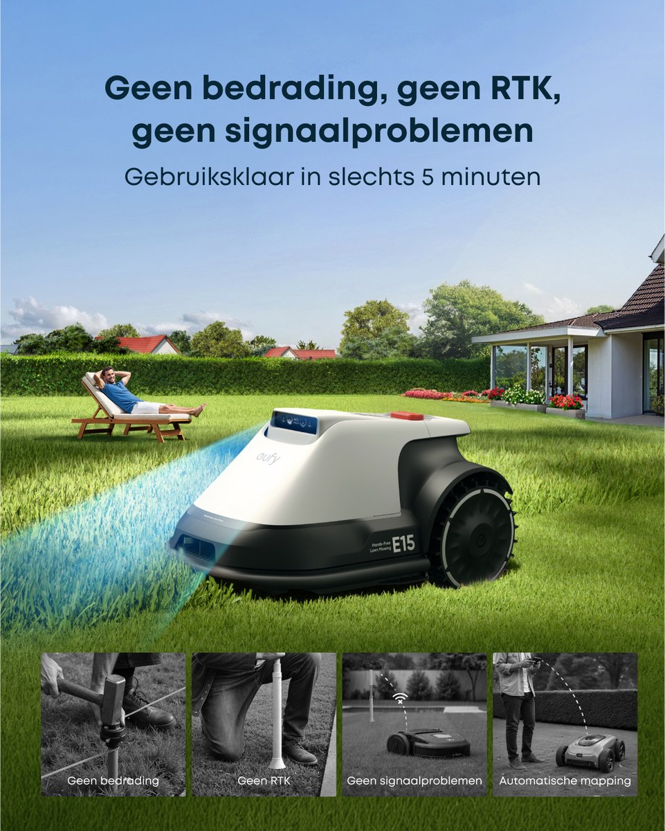 eufy E15 Robotgrasmaaier met Slimme Navigatie en - afbeelding 3