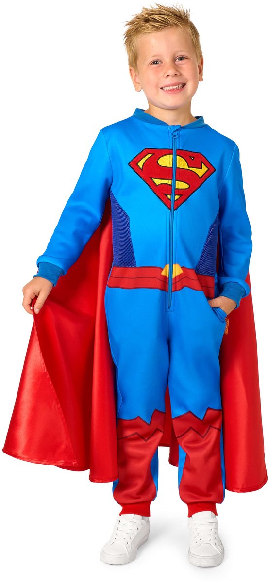 OppoSuits Superman Kids Onesie - Unisex - Superman Jumpsuit - Carnaval - Chill Pak - Huispak - Maat 110/116 - 122/128