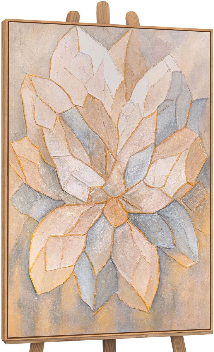 YS Canvas schilderij handgeschilderd facets of petals abstract – YS-Art Gallery – Luxe wanddecoratie voor woonkamer – Modern schilderij voor slaapkamer en hal Wood