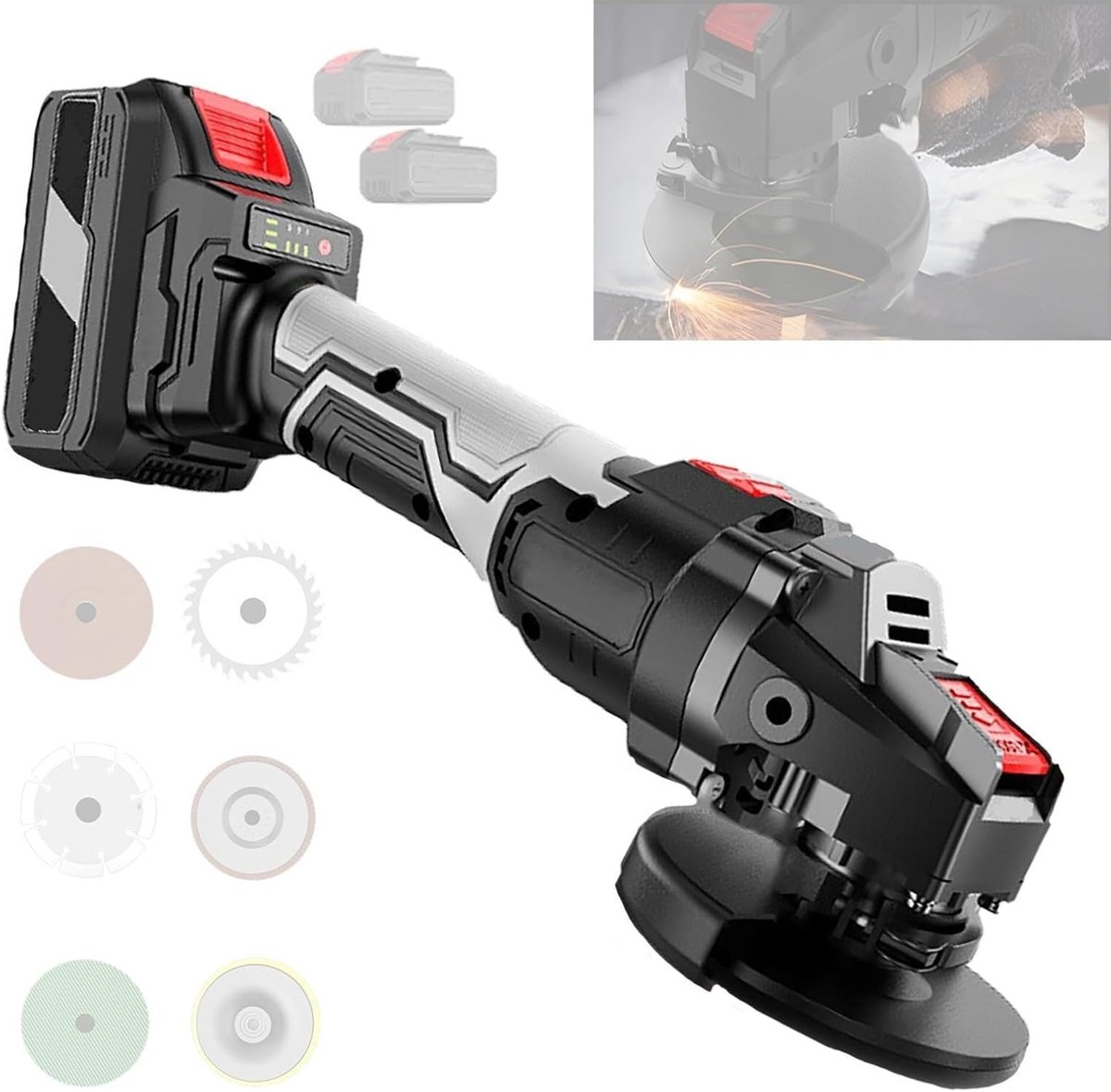 Haakse Slijper - Metaalbewerking Gereedschap - Snel Zagen - Borstelloze Motor - 100 mm Schijf - Zwart