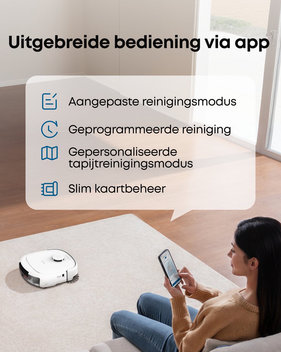 eufy Robotstofzuiger Omni E25, HydroJet dweilsysteem, 20.000 Pa zuigkracht, DuoSpiral borstels die ontklitten, CornerRover arm voor het schoonmaken van hoeken, alles-in-één station, voor gezinnen met huisdieren en kinderen. – foto 8