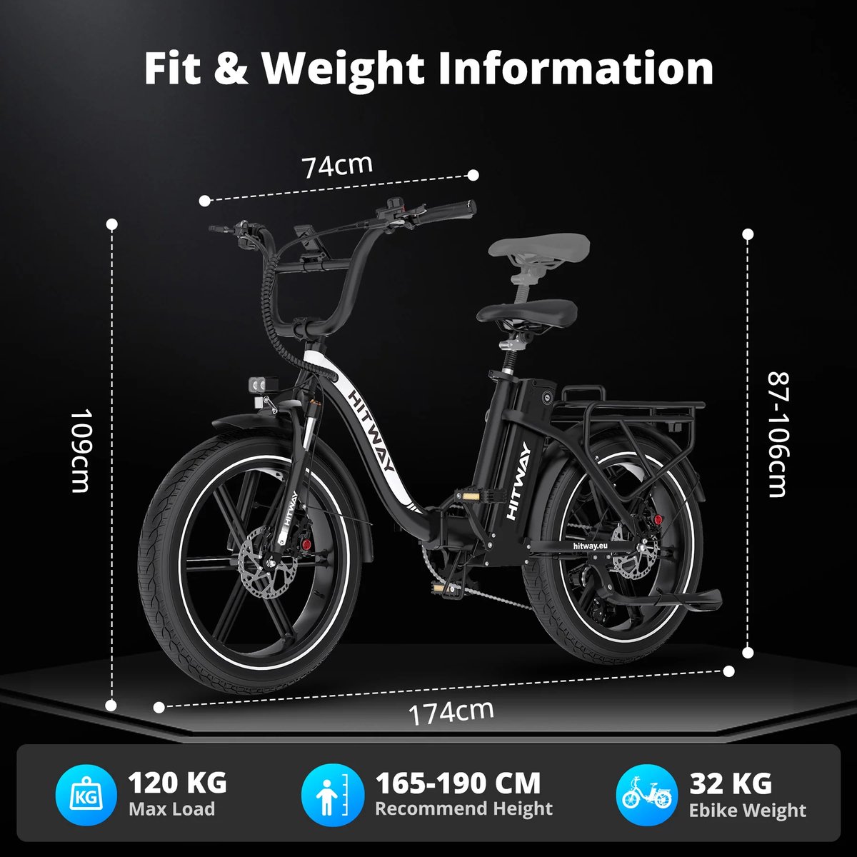 Hitway Elektrische Fiets BK6S Plus - 20*4.0 Inch Fat Tire City Commuter EBike met Afneembare 48V 25 Ah Lithium Batterij - Opvouwbaar Mountain E-Bike met 250W Motor - 7 Versnellingen - IP54 Waterdicht - afbeelding 2