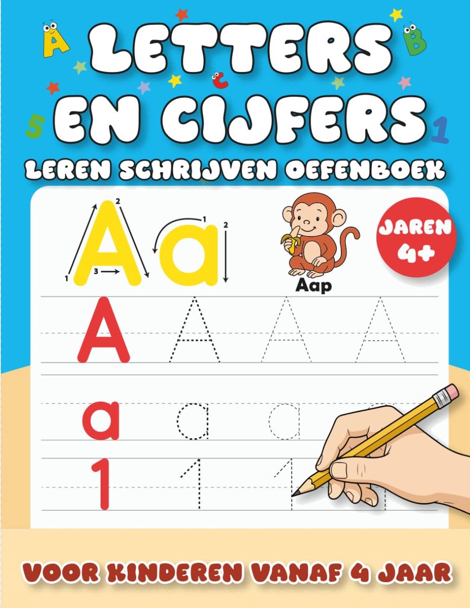 Schrijfoefenboek - Letters Cijfers Leren - Beginners Schrijven - Stap-voor-stap Oefeningen - 102 Pagina's