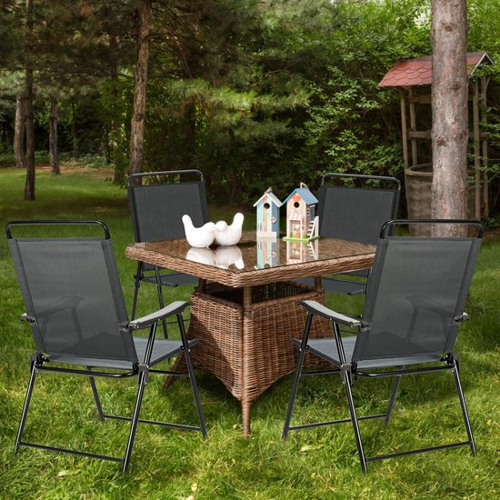 KOMFOTTEU Set van 4 klapstoelen, tuinstoelen, draagbaar met hoge rugleuning, balkonstoelen, campingstoelen, belastbaar tot 150 kg, terrasstoelen voor tuin, patio — afbeelding 3