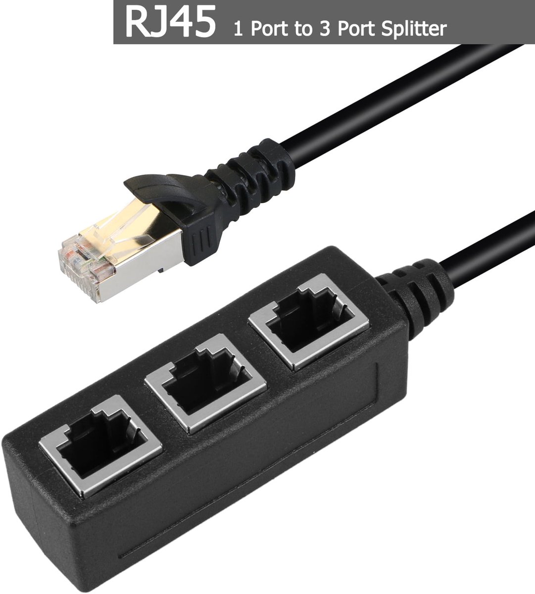 Oneay RJ45 LAN Ethernet splitterkabel 1 naar 3 poorten – Netwerkadapter en verlengstuk voor Cat5 en Cat6 aansluitingen