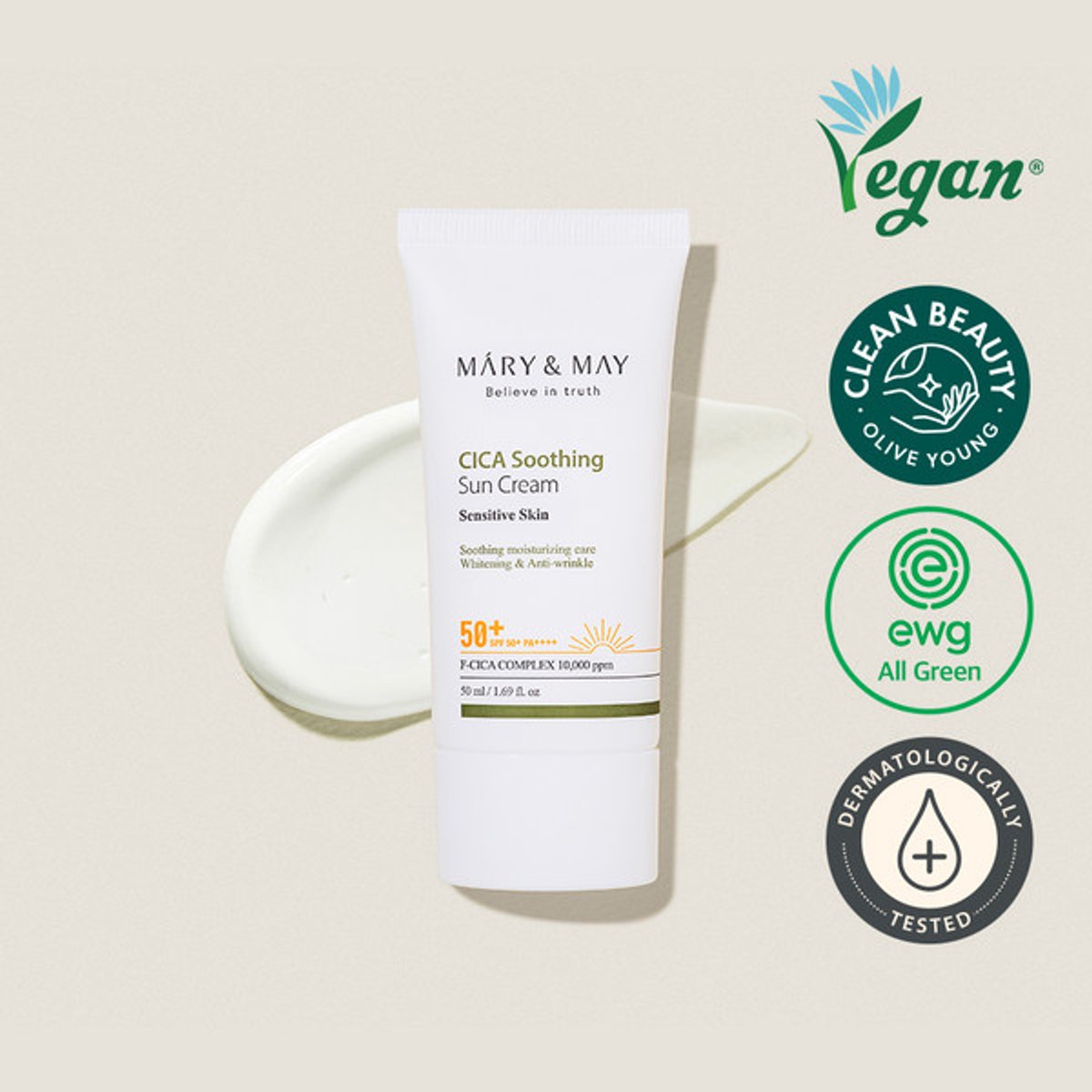 Mary & May CICA Soothing Sun Cream SPF50+ PA++++ 50 ml - Korean Skin Care