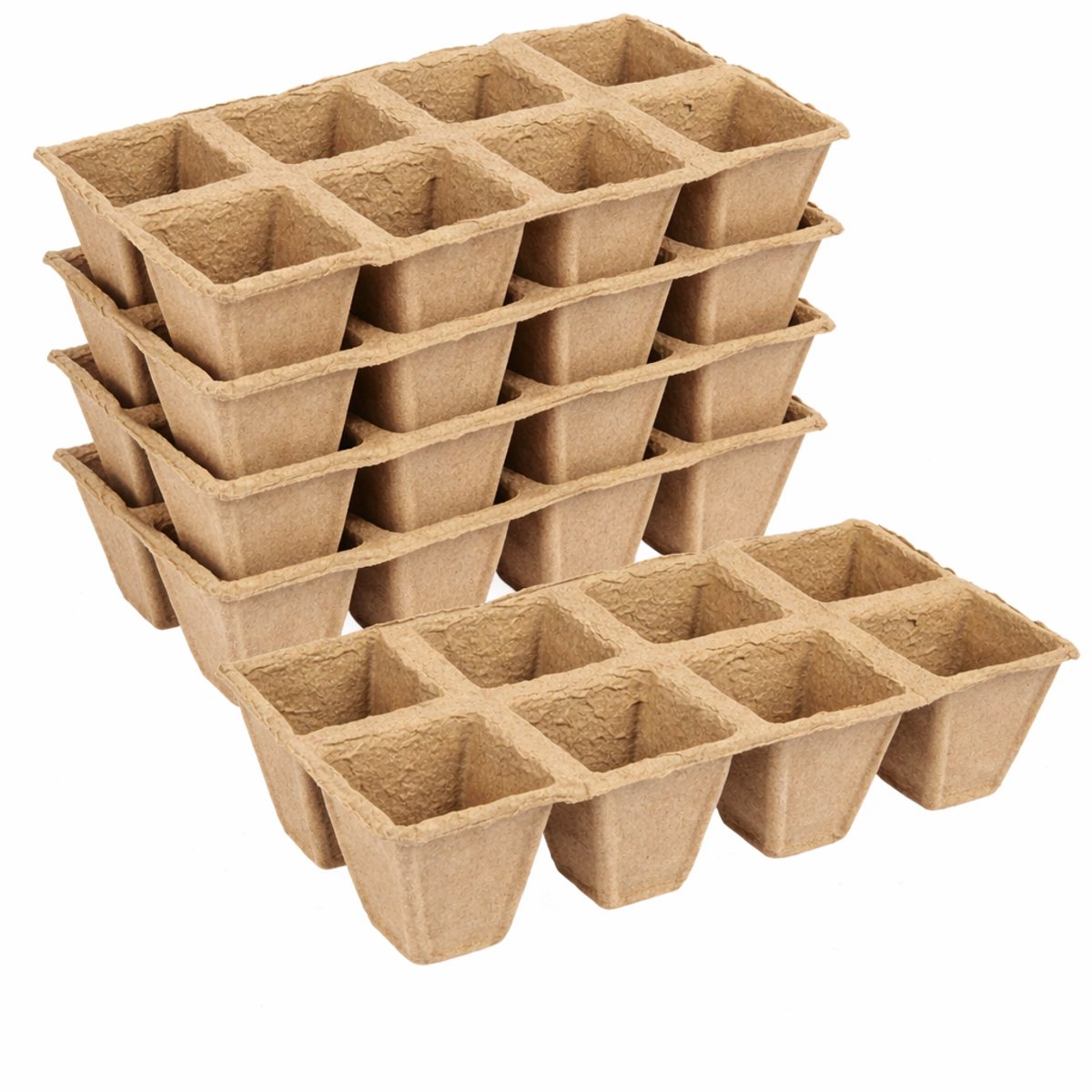 Kweekpotjes - Turfpotjes - 5 trays - Papieren potjes 8 per tray 6x6x6cm 40 stuks - stekpotje
