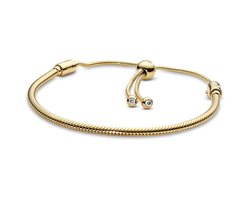 Fler® | Snake Chain Schuifarmband | Armband Goudkleurig | Verstelbare Goudkleurige armband | geschikt voor alle populaire bedel collecties (standaard - 3mm) | Elegante dames armband | Valentijnsdag Cadeau | Sinterklaas kado | Kerstgeschenk