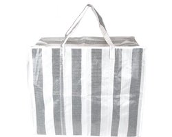 XL Opbergtas - Big Shopper - Reistas Extra Groot - Grote Booschappentas - 75 Liter - Grijs Wit - Set van 4