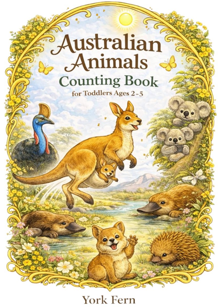 Telboek Australische Dieren - Peuter Leerboek - Leren Tellen - Vrolijke Illustraties - 20x25 cm