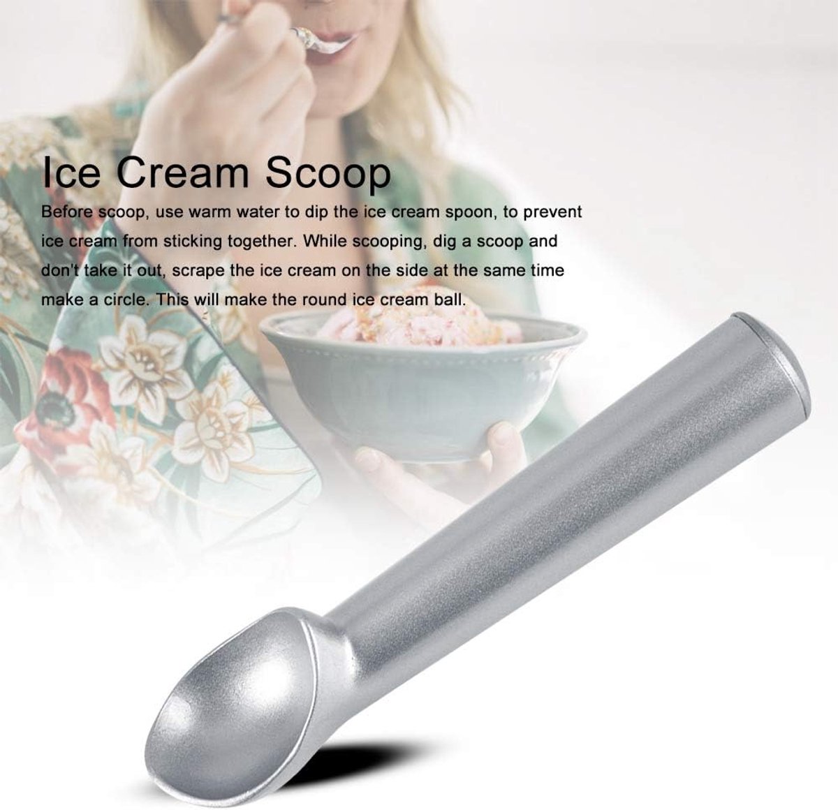 IJsschep - Schep IJs - Sorbet Scheppen - Anti-aanbaklaag - 18 cm Lengte - Zilver