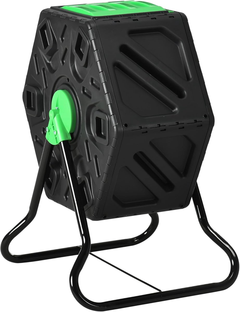 Compostbak Tuin - Afvalverwerker Bak - Snelle Compostering - 360 Graden Draaibaar - 65 Liter Capaciteit - Groen en Zwart