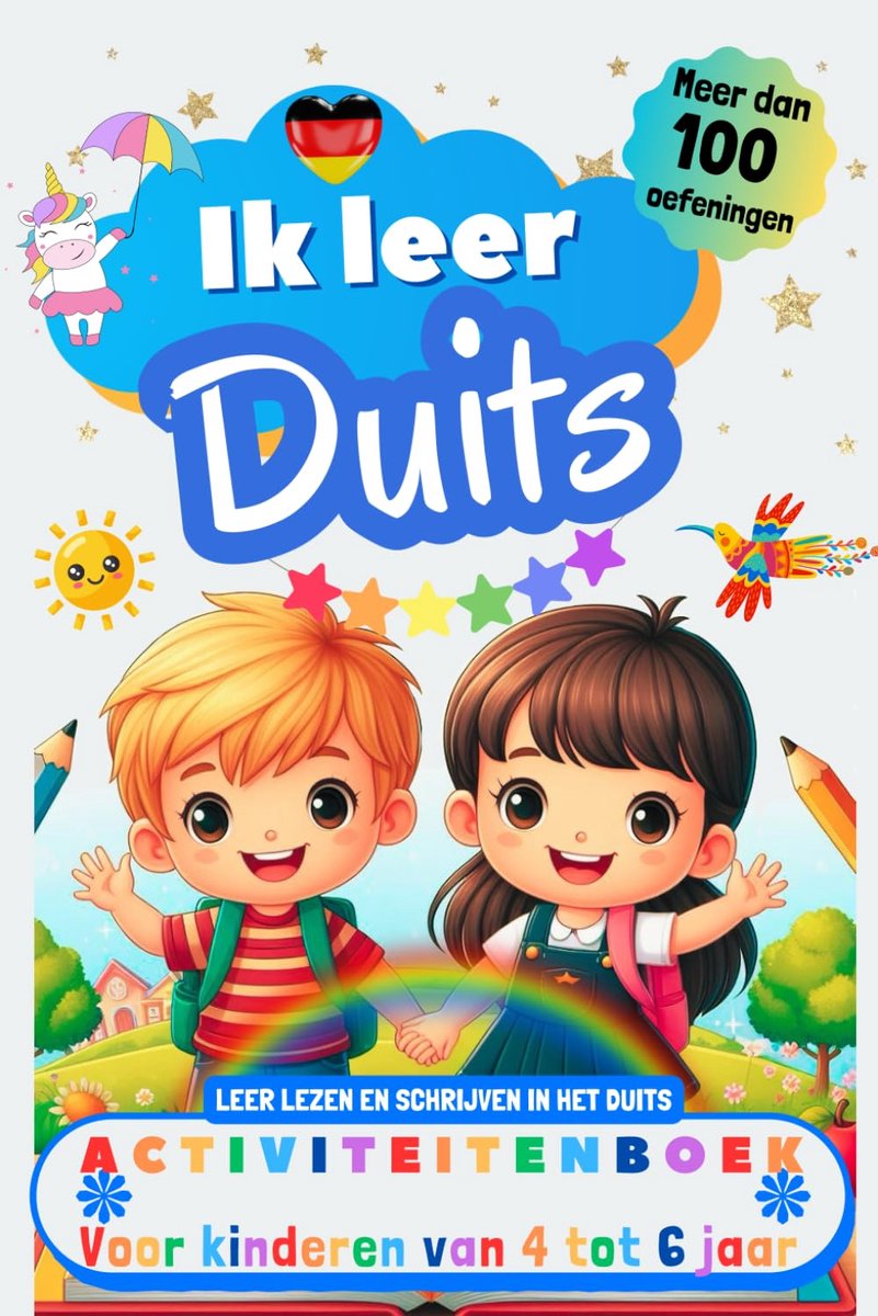 Duits Leerboek Kinderen - Activiteitenboek Woorden - Leren Lezen Schrijven - Meer Dan 100 Oefeningen - 15x23cm - Zwart-Wit Binnenwerk