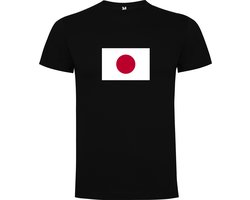 Zwart T-Shirt met Wereldse vlag land Japan Full Color Maat L