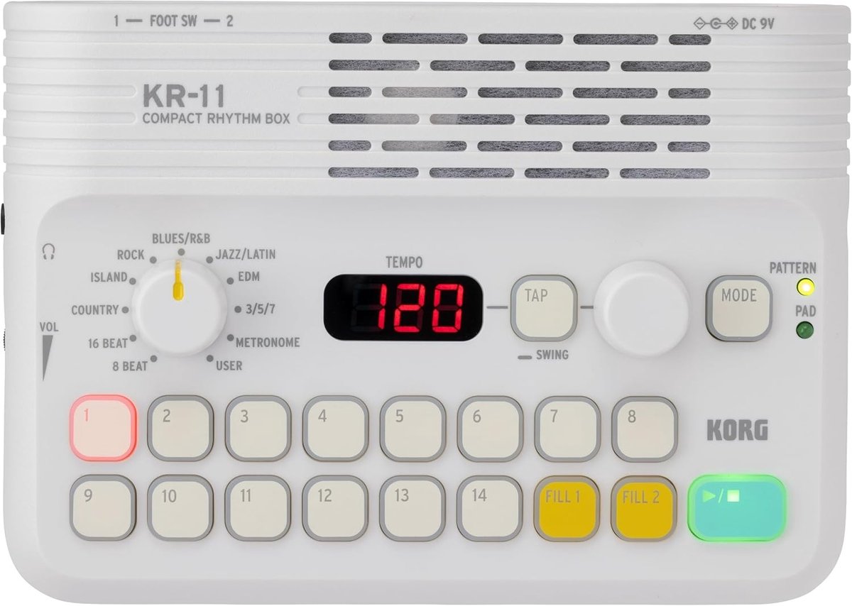 Compacte Drummachine - Ritmebox - Muziek Oefenen - 126 Ritmes Ingebouwd - 16 x 11.5 x 4.4 cm