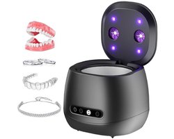 Ultrasone Kunstgebit Reiniger - Kunstgebit & Prothese Schoonmaken - 160ML - 45Khz - Voor Beugels & Protheses - UV -sterilisatie Diepe Reinigingsgereedschap - Dagelijkse Schoonmaak voor Prothese, Gebitsbeschermer, Beugel, Retainer & Sieraden - Zwart