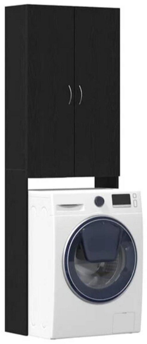 Wasmachinekast 64x25,5x190 cm zwart eikenkleur