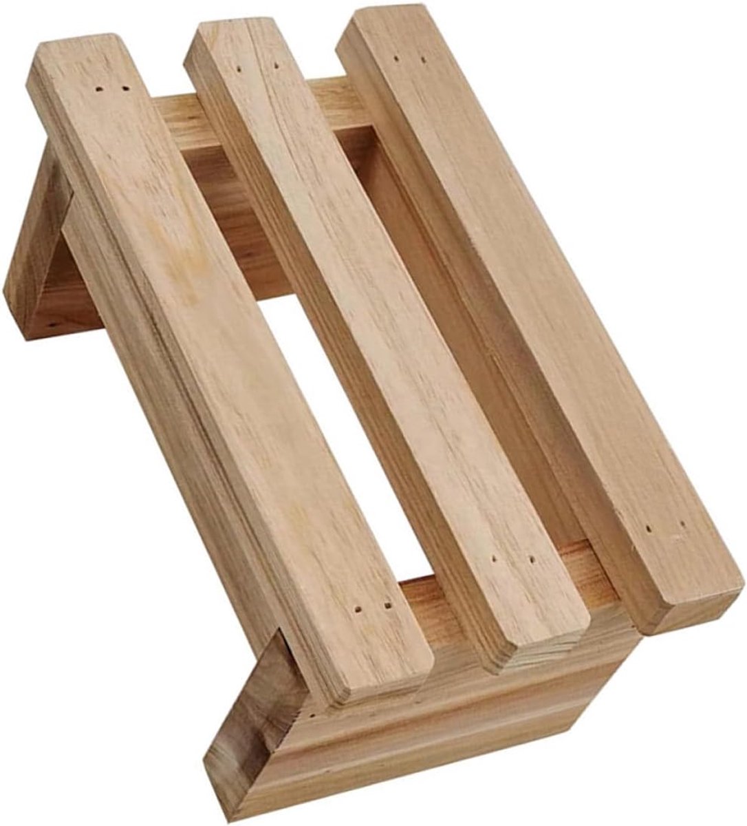 Houten Lage Kruk - Opstap Bankje - Schoenen Wisselen - Gladde Afwerking - 10 x 13 x 10 cm
