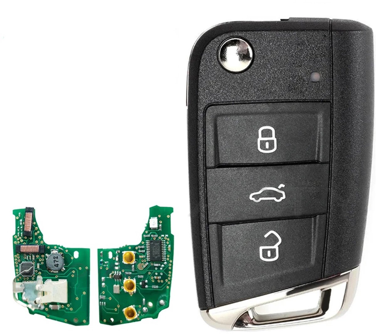 XEOD 3 knops klapsleutel - MQB48 - 433MHZ - HU162T - Complete sleutel - Met electronica - 3 knops klapsleutel geschikt voor Volkswagen - Full Keyless - 1 stuks