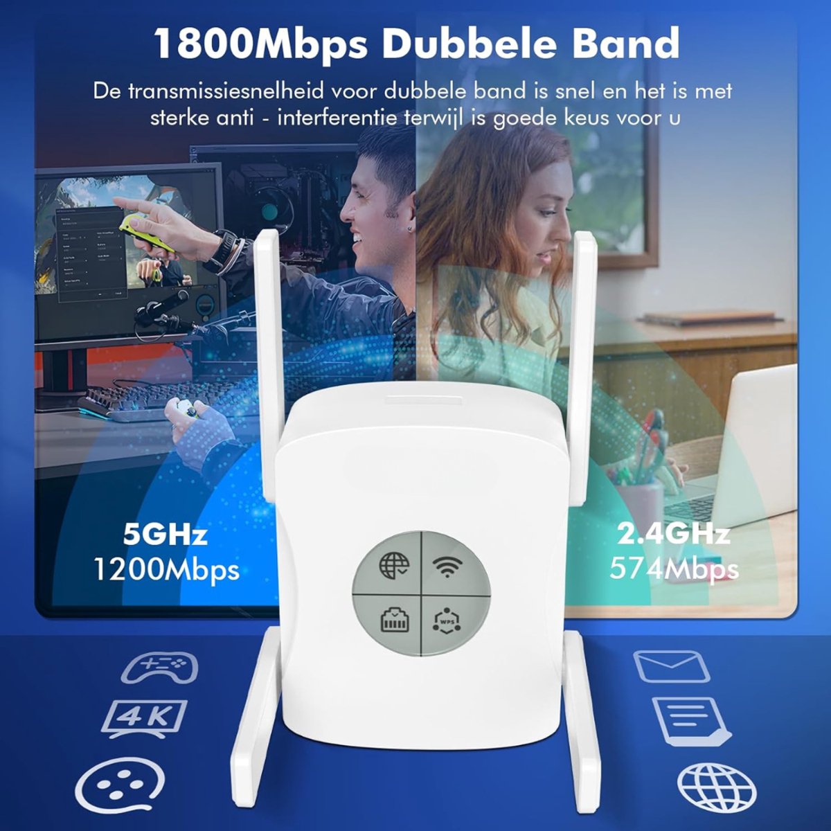 CLVP® WiFi Versterker Stopcontact Dual Band Booster - afbeelding 2