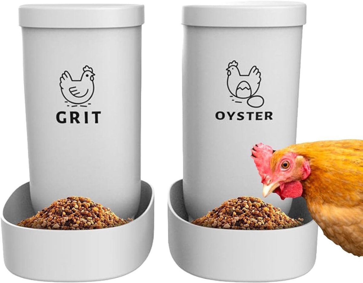 Kippenvoerbak - Voerdispenser - Voeding dieren - 2-in-1 met schelpdispenser - 21x13x16 cm