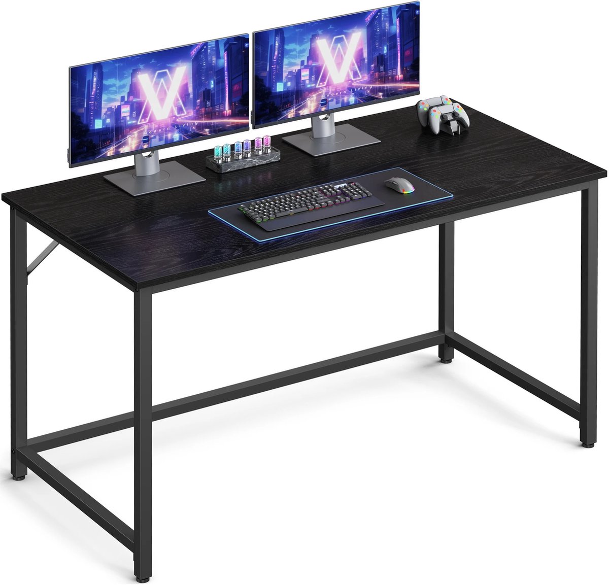 Archi Bureau – Computertafel – Gaming bureau - Voor kamer - Ruim Werkblad - Industrieel Design – Zwart – 60 x 120 x 76 cm