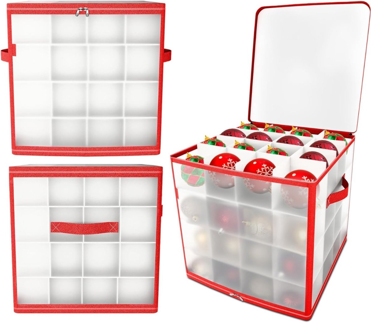 RWB® Kerstballen Opbergbox - Kerstballen Opbergkrat - Kerstballen Opbergkist - Rood - 30 x 30 x 30 cm