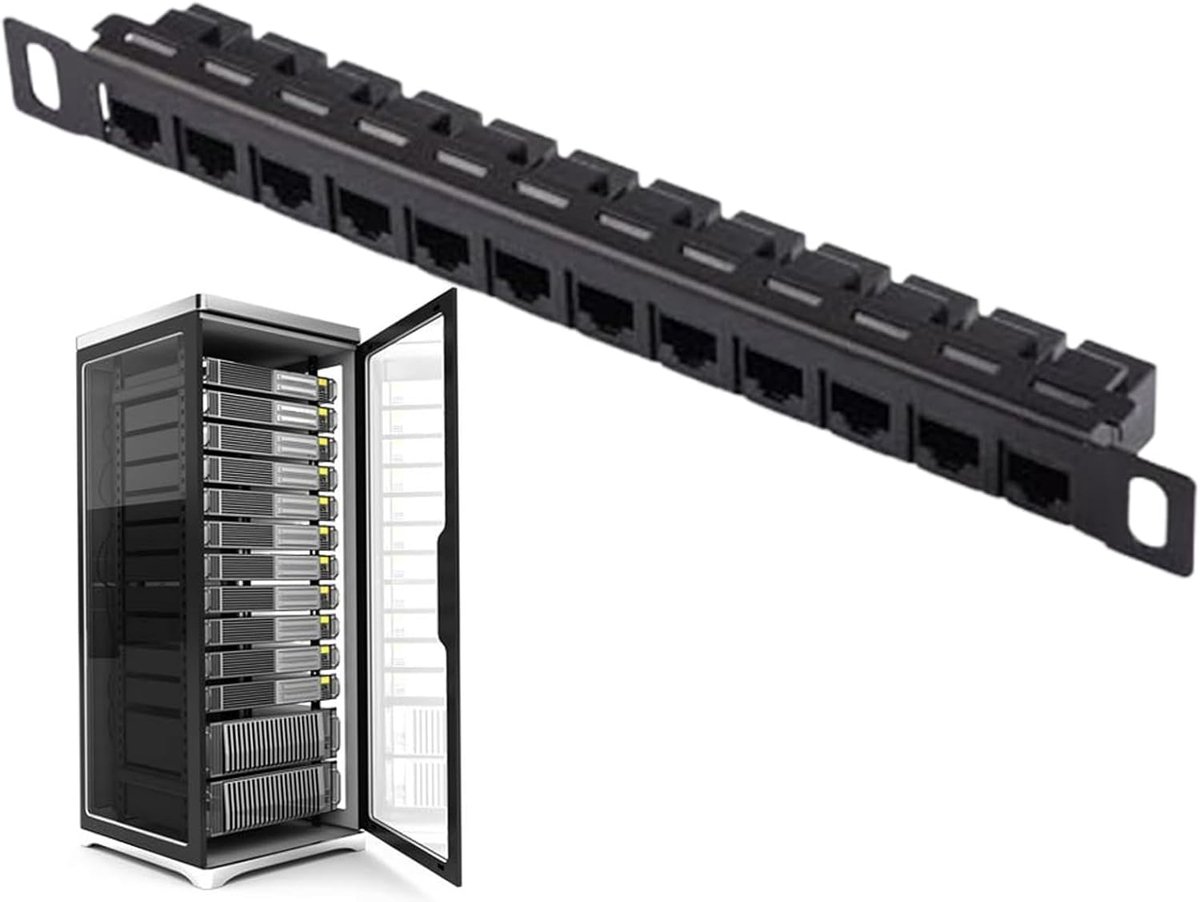 Patch Panel - Netwerk Paneel - Kabelbeheer Thuis - 12 Poorten - 25.5 cm Lengte - Zwart