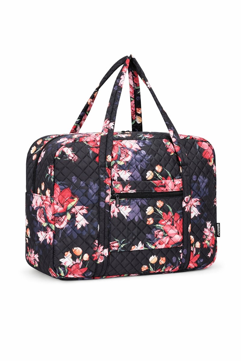 Weekendtas Dames met Bloemenprint - Gewatteerde Reistas & Vluchttas - Ruim & Lichtgewicht