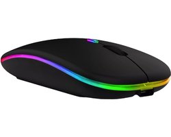 Draadloze Bluetooth Muis LED – RGB – Ergonomisch – Draadloze Muis Laptop – Extra Stil – Zwart