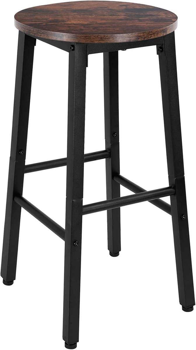 Hoge Kruk Stoel - Barkruk Counter - Keuken Bar - Verstelbare Poten - 60 cm Hoog - Bruin