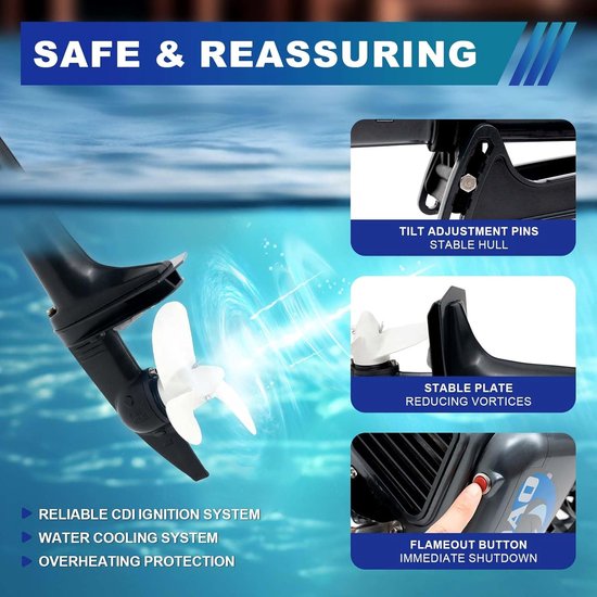 Buitenboordmotor Benzine - Bootmotor Krachtig - Watersport Varen - Watergekoeld 2-takt - 35 pk — afbeelding 2