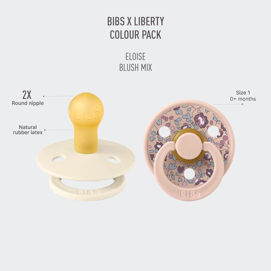 Bibs x Liberty Eloise Blush Mix 0-6 mnd 2 Stuks Fopspeen 11011102 van BIBS — afbeelding 2