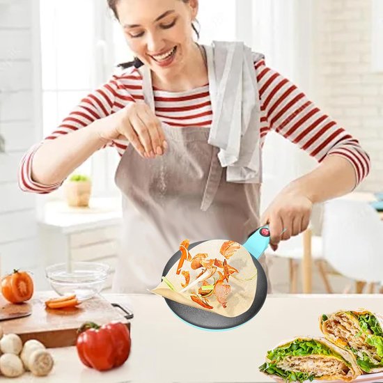Pannenkoekenpan - Crêpemaker - Snelle Pannenkoeken - Automatische Temperatuur - 22cm Diameter - Blauw — afbeelding 2