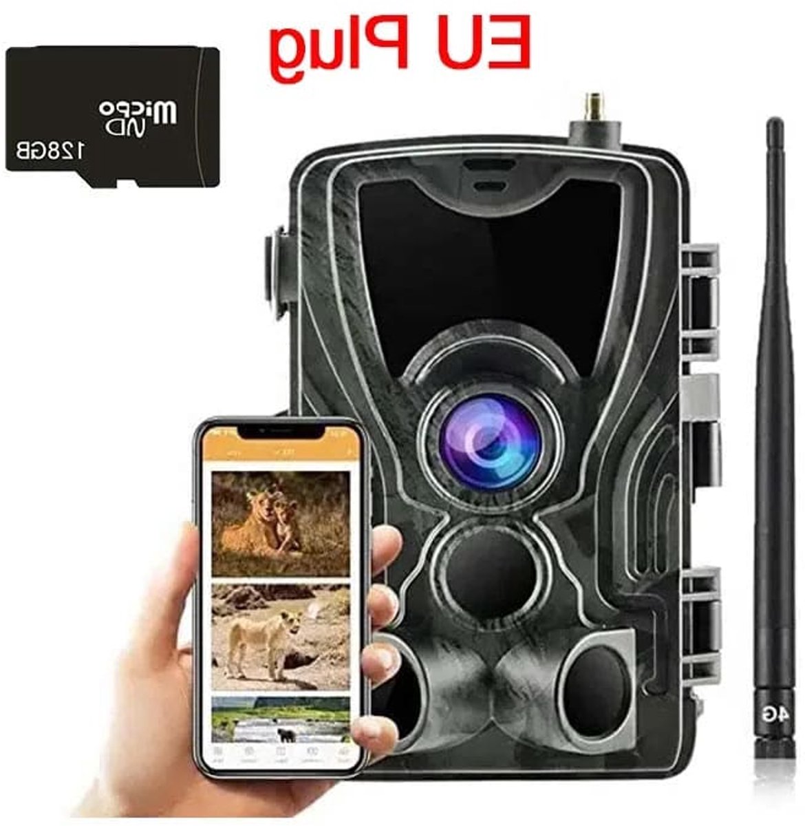 Wildcamera – Trail Camera – Jachtcamera – Bewakingscamera – Wildlife Camera – 4G Connectiviteit – 4K Video & Nachtzicht - Toevoegen 128GB
