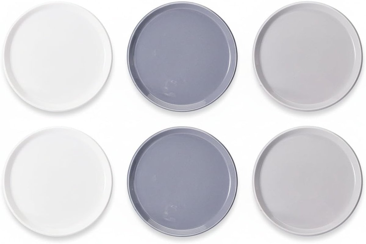 Ontbijtborden Set - Dessertborden Porselein - Dagelijks Gebruik - Vaatwasser Magnetron Ovenbestendig - Diameter 19 cm - Wit Grijs Blauw