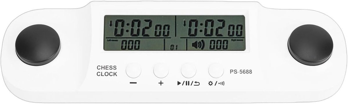Schaakklok - Spel Timer - Wedstrijd Timing - Hoge Nauwkeurigheid Chip - 28 x 8 x 4 cm - Wit