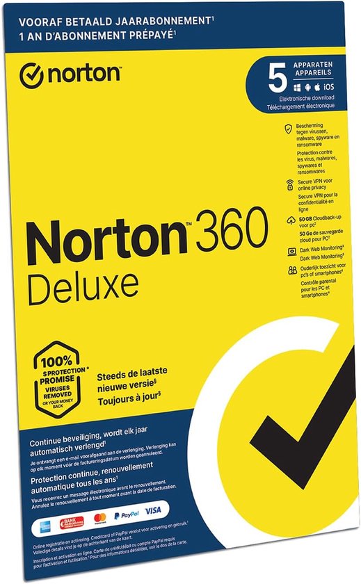 Internet Beveiliging - Antivirus Software - Apparaat Bescherming - 5 Apparaten 1 Jaar - 13.3 x 19.1 cm