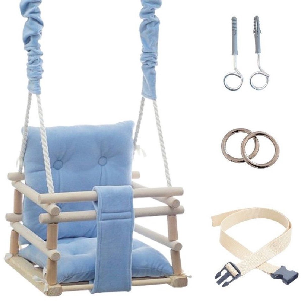 LuMali Kinderschommel 3 in 1 Blauw - Baby Schommel - Baby swing -Schommel die Meegroeit met je Kindje