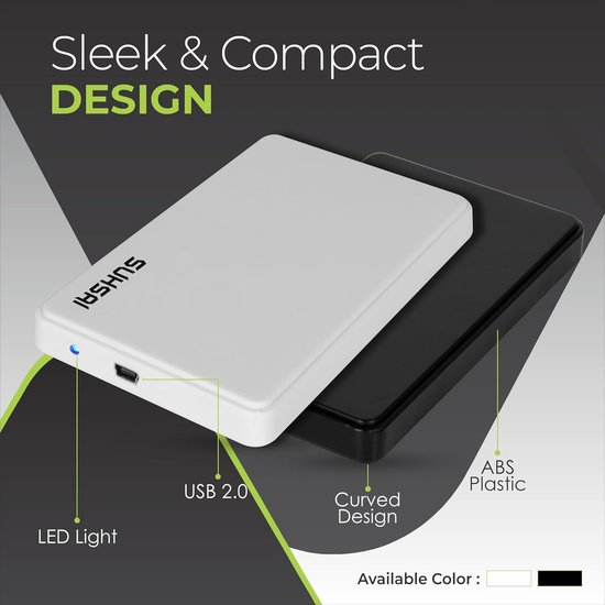 Externe harde schijf - Draagbare opslag - Bestanden back-uppen - Compact en lichtgewicht - 25 inch - Wit — afbeelding 3